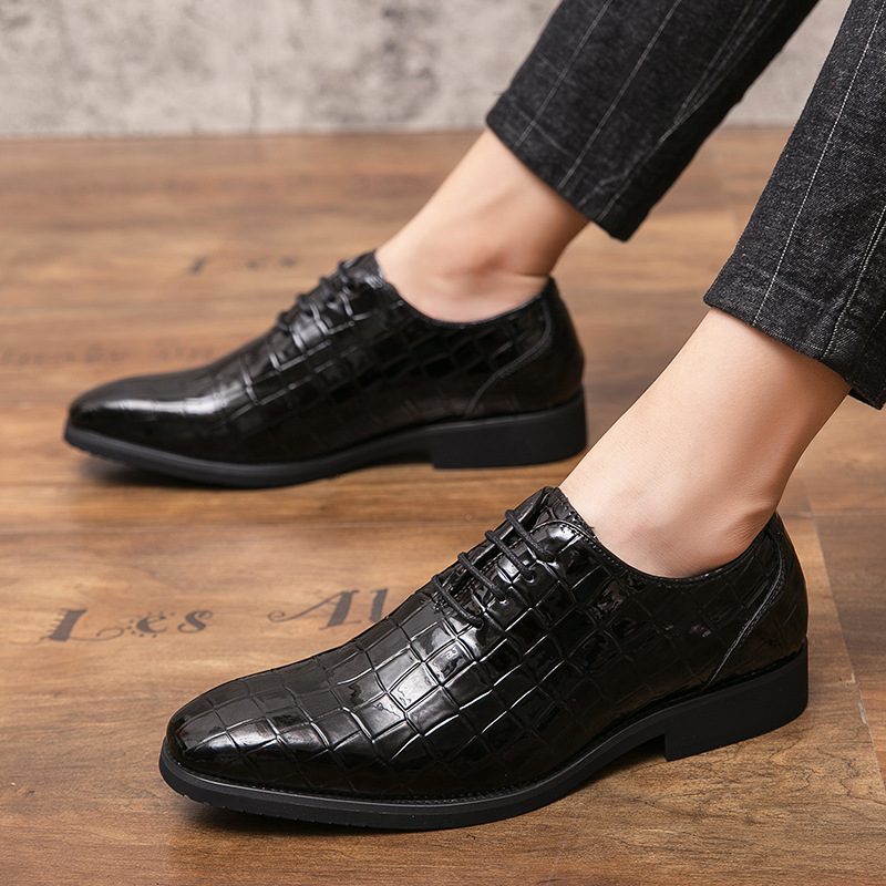 ITALIAN LEATHER SHOES MEN NEW FASHION PLAID PRINTS LACE UP BLACK BROWN WEDDING OFFICE SHOES FORMAL OXFORD SHOES FOR MEN