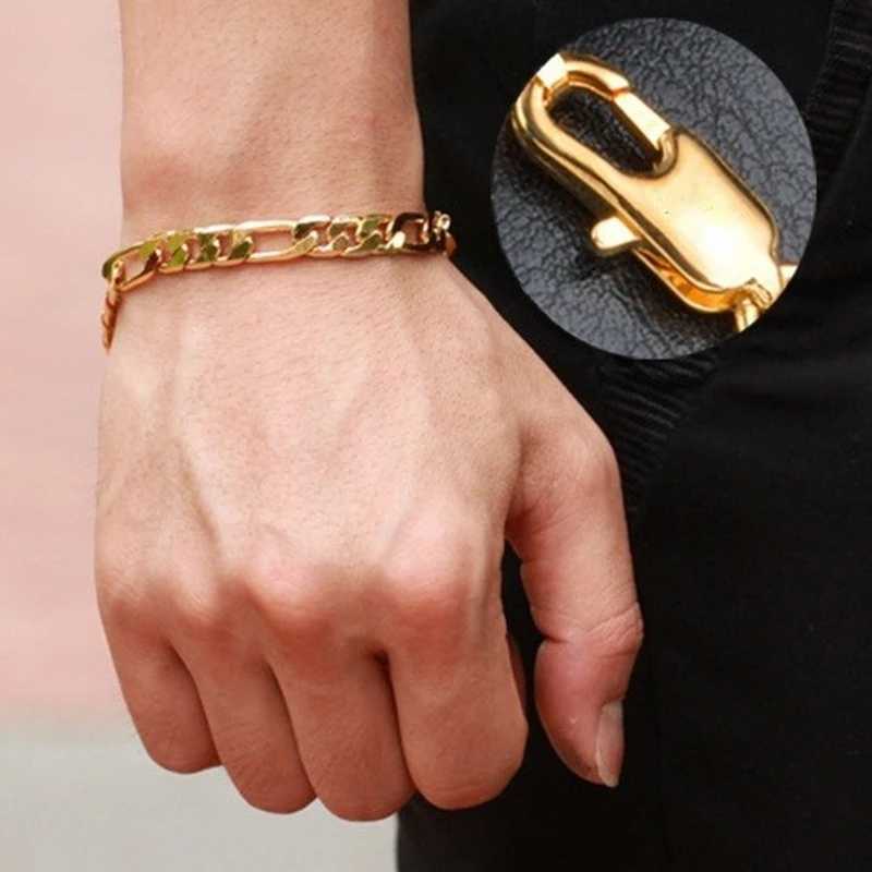 Men Fashion Figaro Chain Bracelet for Men Cuban Chain Gold Color Bracelets Hip-hop Punk Party Jewelry Gift pulsera hombreX240913