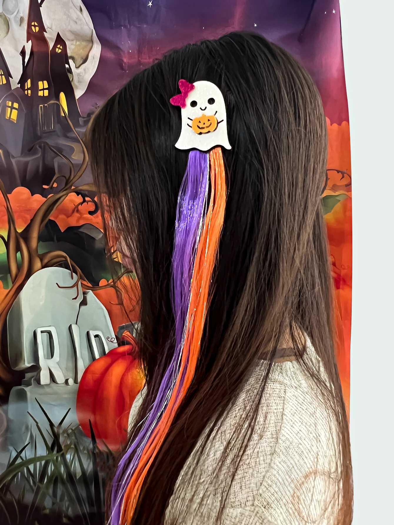 Hair Clips Barrettes 1Pcs Halloween Wig for Girls Women Colored Extensions Accessories Hairpin Party Present H240913