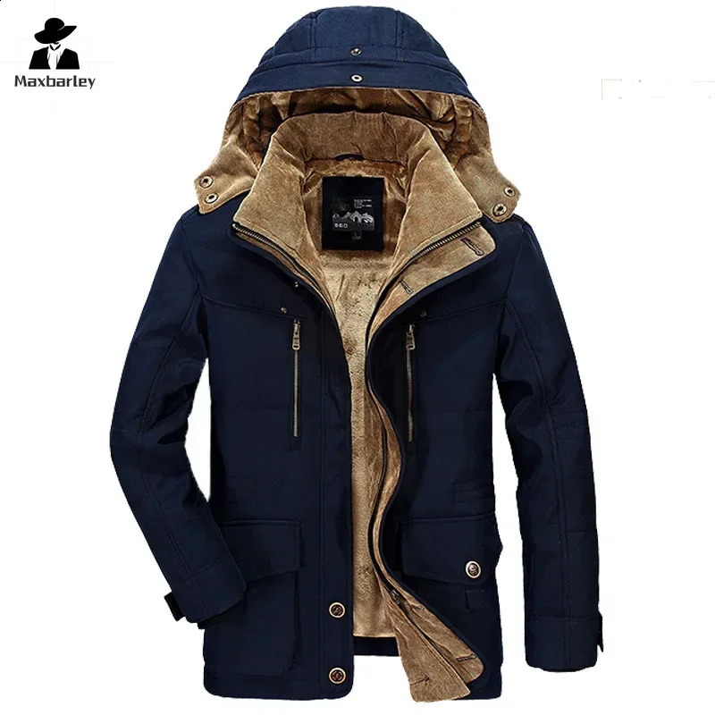 Men Long Down Hooded Casual Warm Parkas 7Xl Good Quality Male Fit Winter Coats Multi-Pocket Cargo Jackets 240912