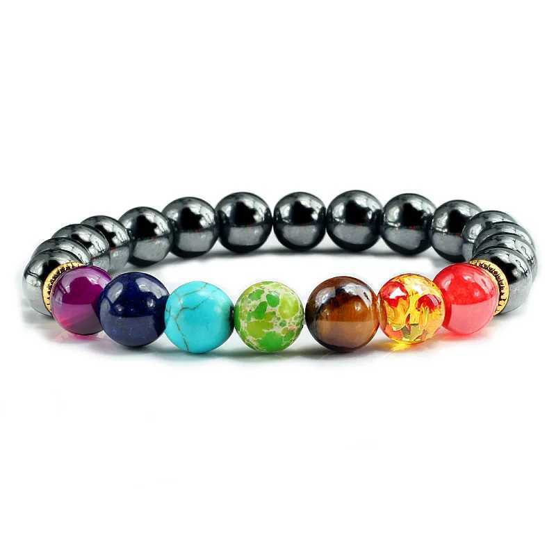 7 Chakra Treatment Bead Bracelet Natural Agate Lava Stone Tiger Eye Bracelet 8MM Womens Fashion Yoga Jewelry W240913