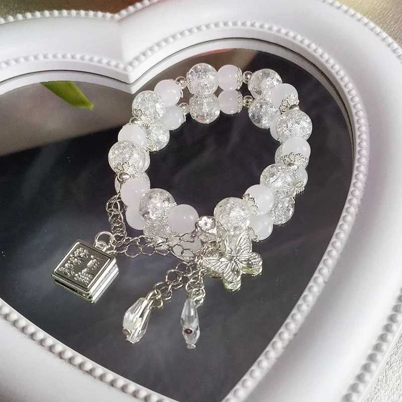 Chinese style red bead bracelet female blessing butterfly Tassel chain pendant bracelet Gothic jewelry accessory gift W240913