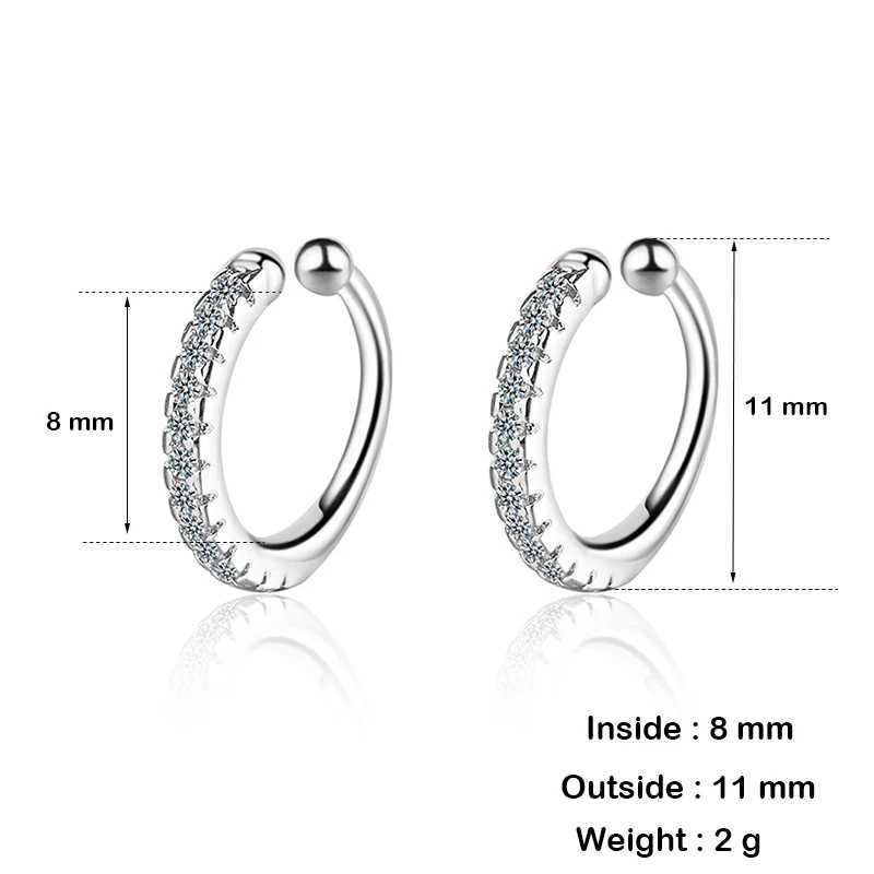 925 Silver Simple Zircon Crystal Clip on Ear Cuff Earring Women Small Mini Ear Clip Cuffs Without Piercing Hole Fake EarringsX240913