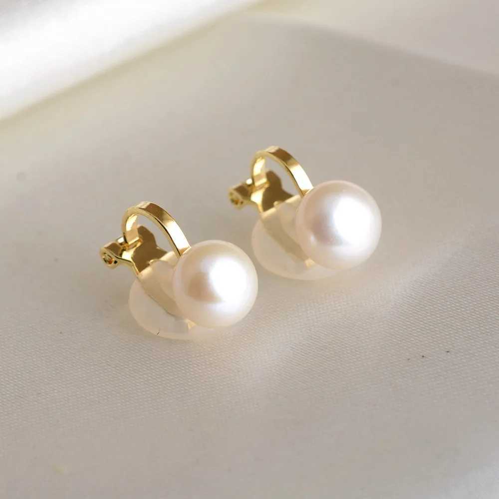GRACE JUN Top Quality Freshwater Pearls Silver Plated Clip on Earrings for Women Girl Party Wedding Cuff Fake Piercing Ear ClipX240913