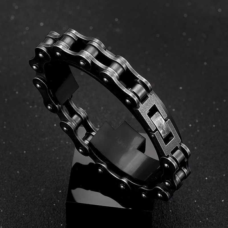 MKENDN Locomotive Men Punk Rock Bicycle Chain Bracelet Stainless Steel Mountain Bike Chain Accessory Male GiftsX240913