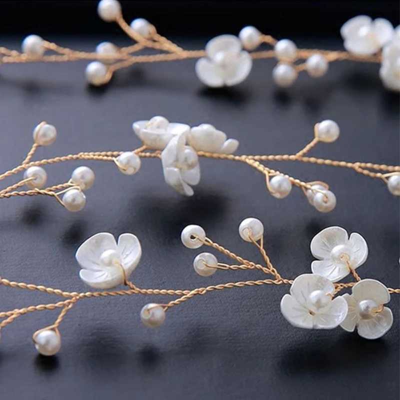 Bridal Wedding Crystal Hair Accessories Pearl Flower Headband Women Bride Tiara Hair Band Clips Handmade Jewelry Head OrnamentX240913