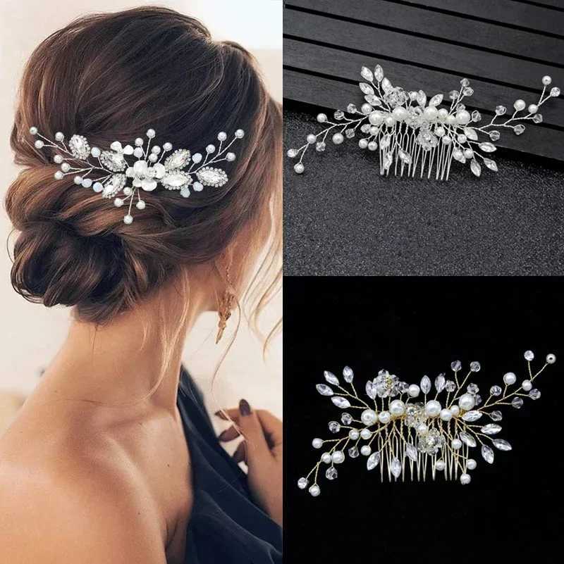 Silver Color Pearl Rhinestone Wedding Hair Combs Hair Accessories for Women Accessories Hair Ornaments Jewelry Bridal HeadpieceX240913