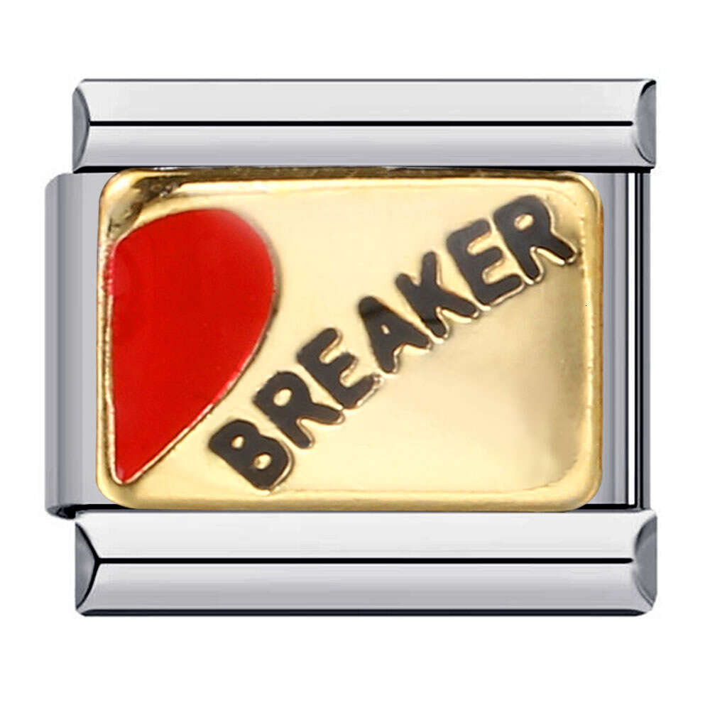 Big Red Love Titanium Steel Welding Enamel DIY Module Italian Charm Bracelet Italian Charm Links Stainless Steel Fit 9mm Bracelet Jewelry DIY Making G
