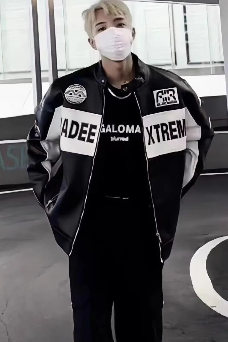 Hip Hop Baseball Jackets Men Women High Street Motorcycle Loose Bomber Coats Harajuku Retro Racing Varsity Jacket Y2K TOPS 240911