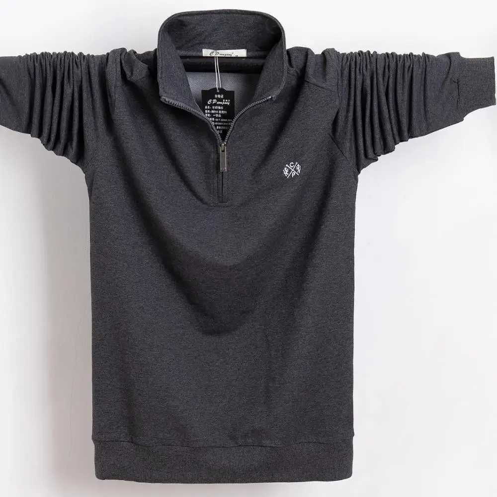 Mens polo shirt 2024 pure cotton mens business casual mens polo shirt autumn long sleeved stand up collar polo shirt Plus size 5XL 6XL W240913