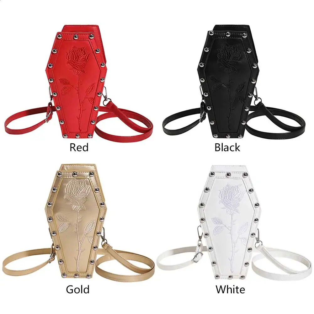 Womens Crossbody Bag Creative PU Shoulder Bag Halloween Handbag Coffin Shape Underarm Phone Bag Makeup Bag 240912