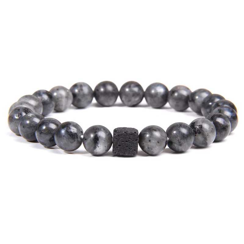 Mens Bead Bracelet Charm Fashion Simple Style Jewelry Gift Square Volcanic Stone Bead Tiger Eye Stone White Energy Bracelet W240913