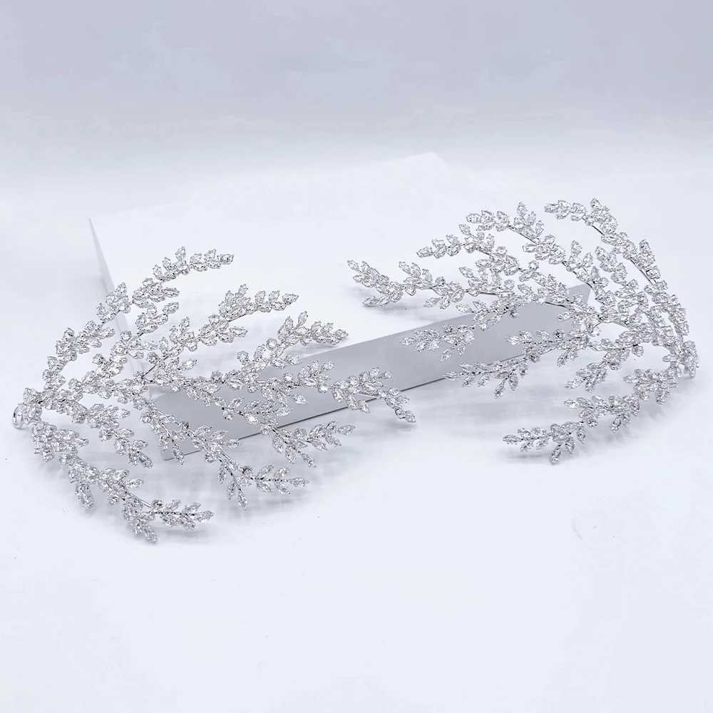 Fashion Zircon Leaf Hair Comb Wedding Accessories for Women Charms Prom Princess Bridal Headpieces Crystal Headband JewelryX240913