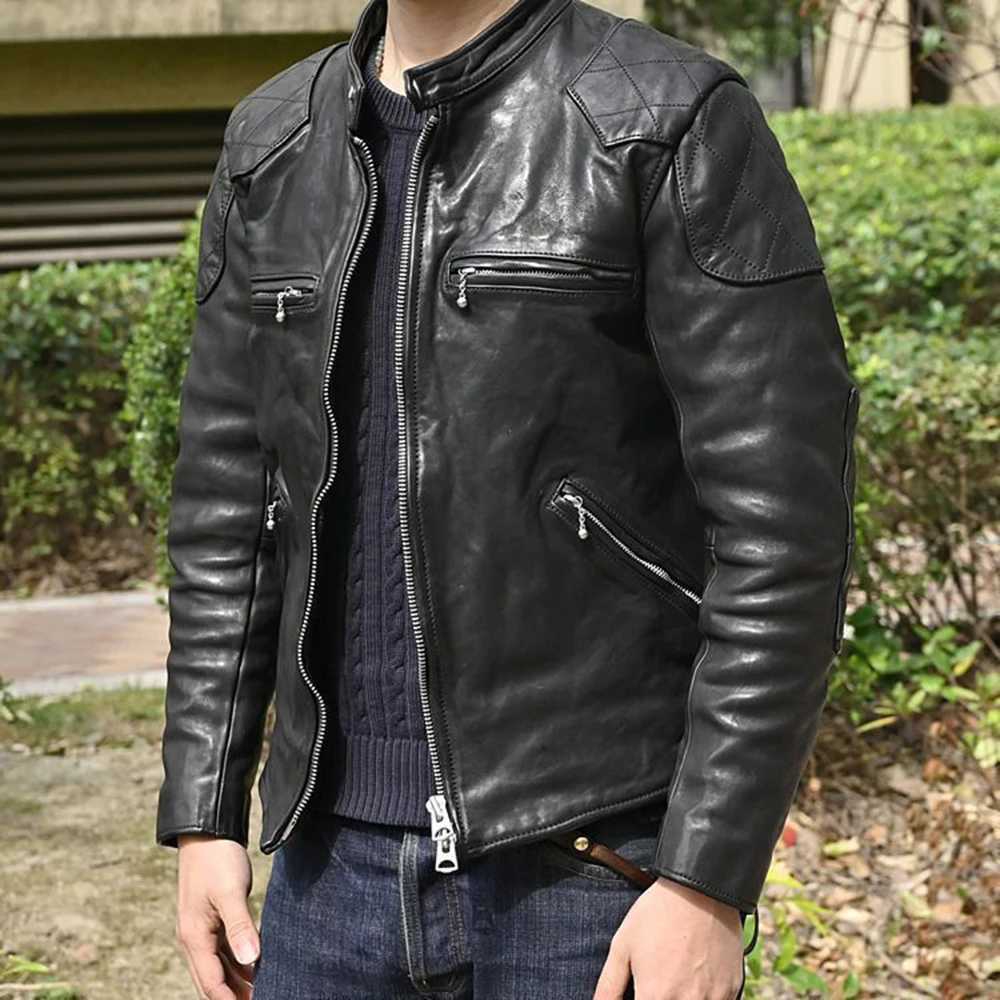 Mens Smart Jacket Autumn And Winter Retro Niche Stand Collar Motorcycle Pu Leather 2023 Trendy And Handsome Versatile JacketX240913