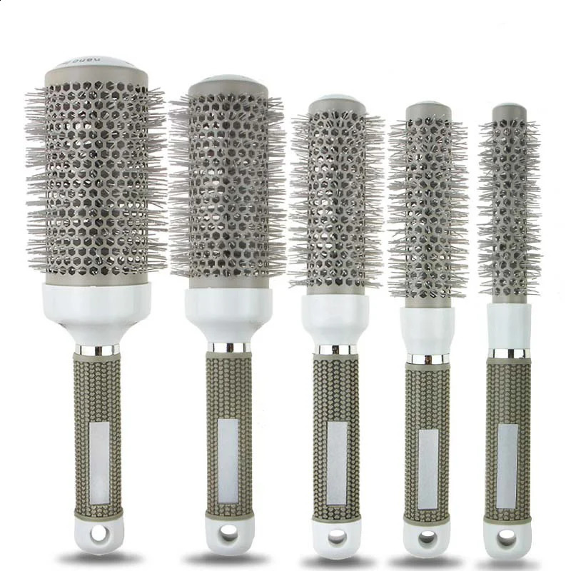 6 Size Hair Brush Nano Hairbrush Thermal Round Barrel Comb Hairdressing Salon Styling Drying Curling 240911