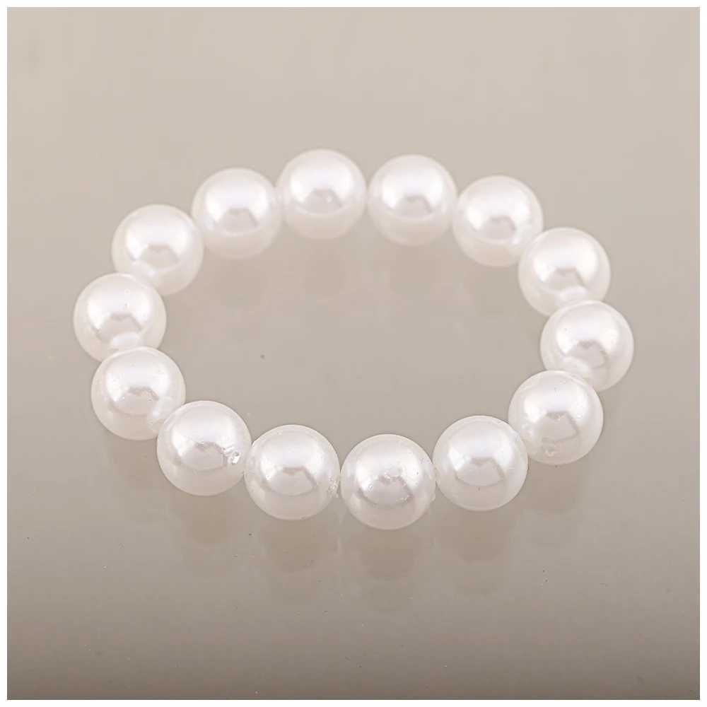 GGQINISI Imitation Pearl Chain Bead Bracelet Set 5 pieces 6-12mm handmade Bohemian elastic bracelet W240913