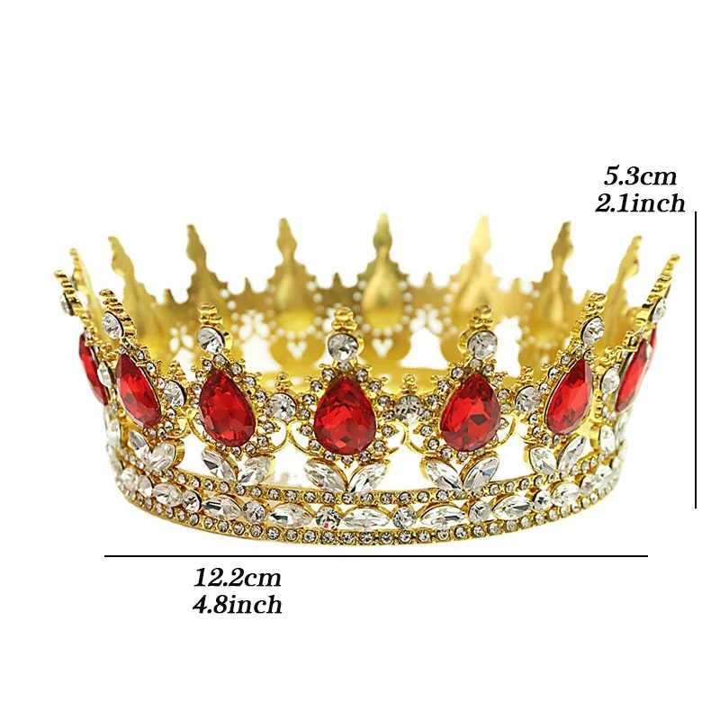 Crystal Vintage Bridal European Princess Tiara Round Baroque Pageant Crowns Full Crown Queen King Tiara Diadems Hair AccessoriesX240913