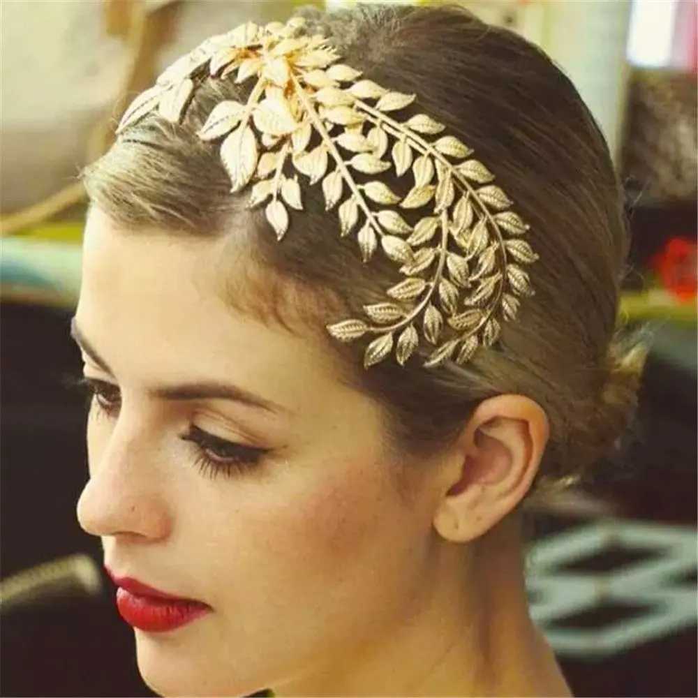 Golden Crowns Hair Jewelry Tiara Bride Headbands Wedding Hair Accessories Hair Hoop Leaves Hair BandsX240913