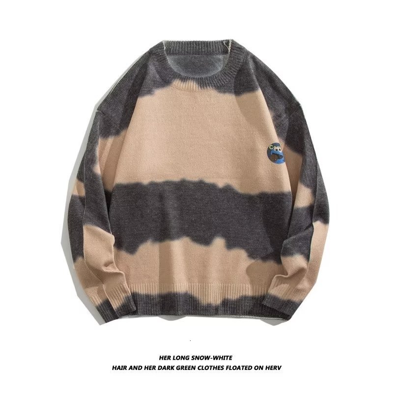 Men Sweaters Sweater couple style Hong Kong style knitted sweater autumn and winter thick Korean version trendy personality pullover sweater Mens crew