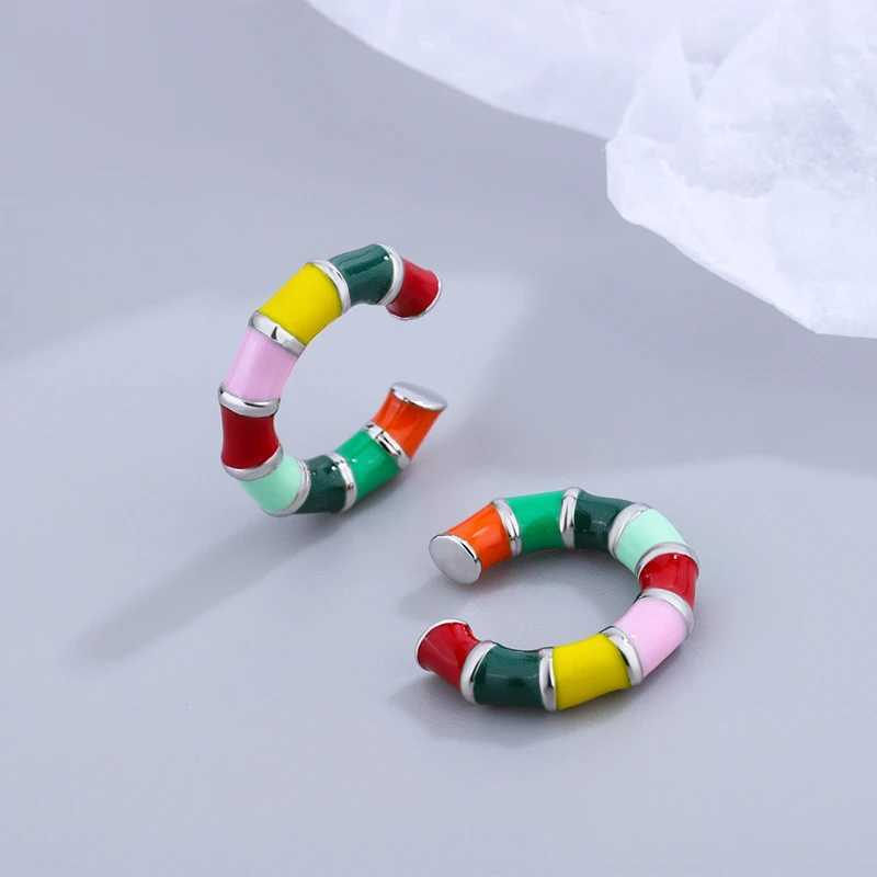 KOFSAC Cute Rainbow Clip Earrings For Women Personality 925 Sterling Silver Jewelry Fashion Girl Earrings without Ear HolesX240913