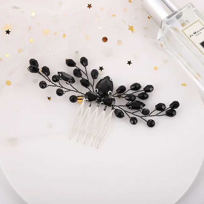 Fashion Side Hair Coombs Tiaras For Women Black Rhinestone Hairpin Hair Clips Girls Daily Headwear Fashion Wedding Bride JewelryX240913