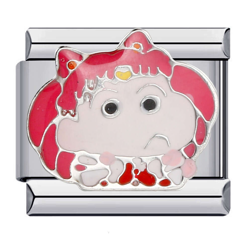 New Titanium Steel Welding Drip Oil Cartoon DIY Module Italian Charm Bracelet Fit 9mm Bracelet Jewelry DIY Making Gifts