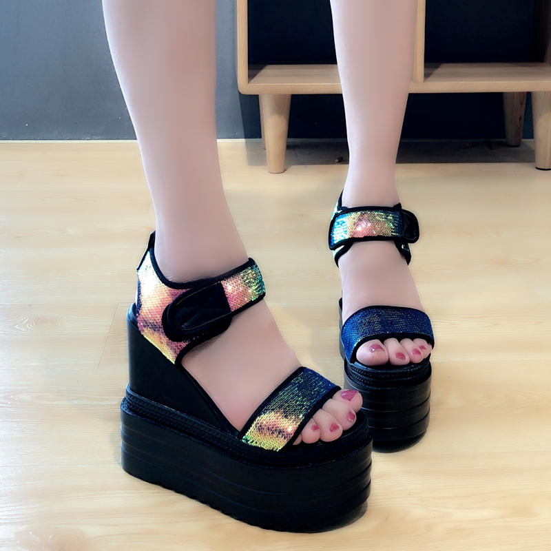 Fish mouth muffin bottom Women's shoes Summer new Korean version of the wild increase sneakers Roman slope with thick sandals