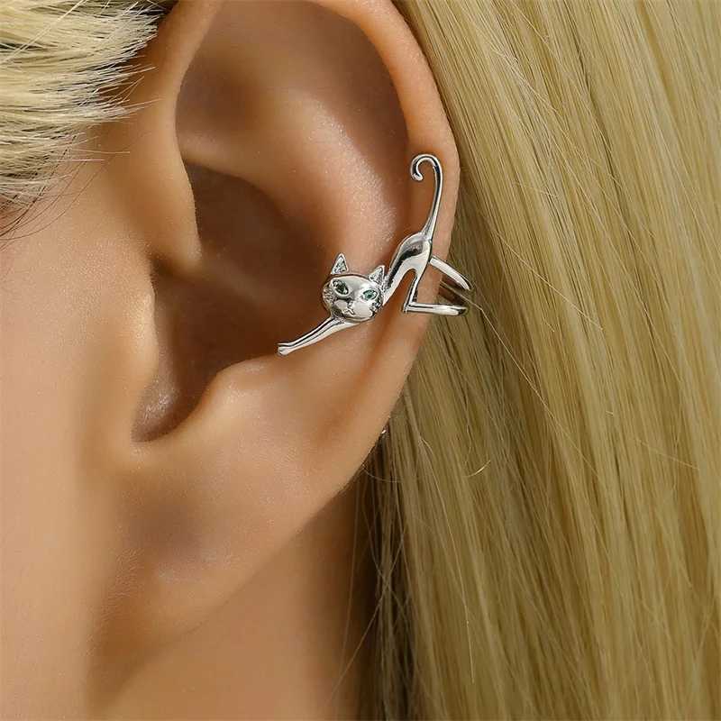 Unique Design Cat Clip Earrings for Women Men Funny Cute Animal Ear Cuff Earring Cool Hip-hop Fashion Jewelry No Piercing GiftsX240913