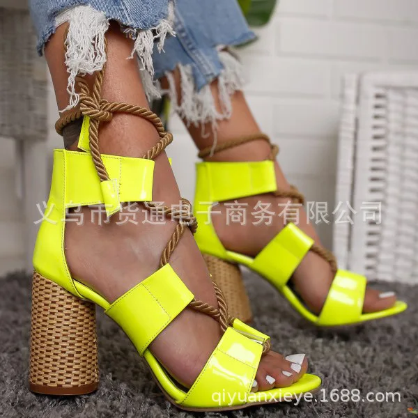 Women f54Wedge Heel Pointed Fish Mouth Fashion Hemp Rope New Lace Up Sandals Ankle Strap High Heels 2020 bc3a s