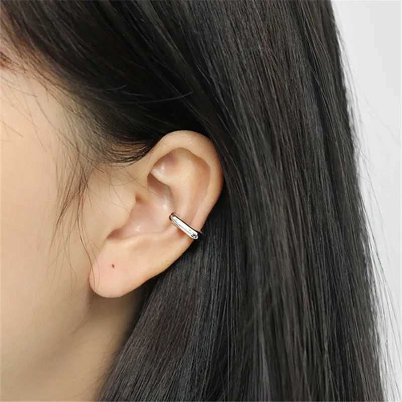 925 Sterling Silver European Simple Geometric Square Ear Bone Clip Women No Pierced Punk Hip Hop Street Art Party JewelryX240913