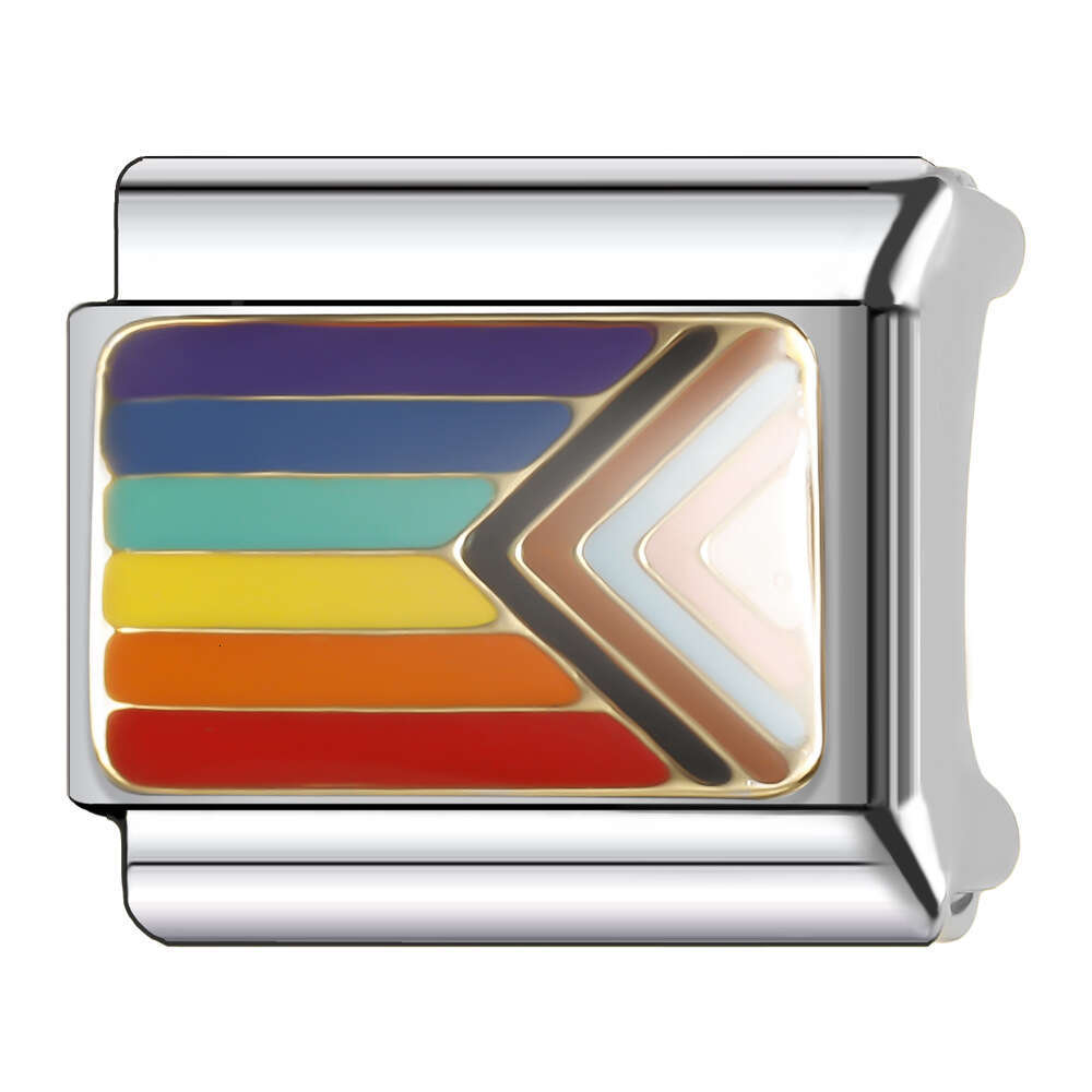 New Women's Gift rainbow heart Bead Italian Charms Links Bangle Beads Fit 9mm Stainless Steel Bracelet Making DIY For Women Fashion Jewelry