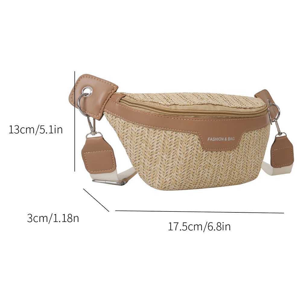Womens Waist Pack Leather Straw Woven Chest Bag Travel Casual Shoulder Crossbody Bags For Women Summer Fanny Pack Purse Z240912
