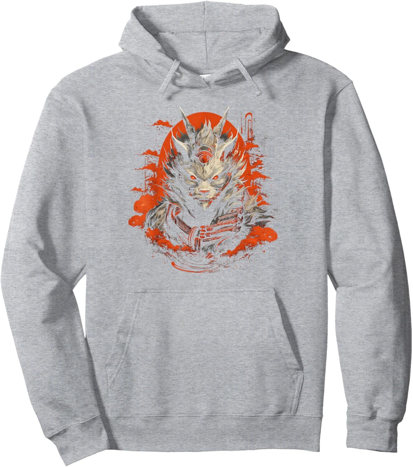 Hoodie for Mens Womens Nine Tailed Fox Samurai Japanese Style Graphic Tees Pullover Hoodie Graphic Hoodies sweatshirt Pullover Long Sleeve