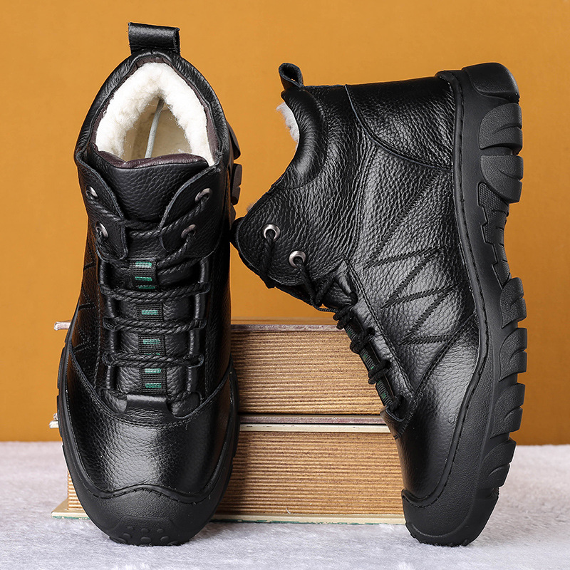 Brand Winter Men Snow Warm Plush Waterproof Leather Ankle Outdoor Non-slip Men's Hiking Boots Sneakers44 69e8