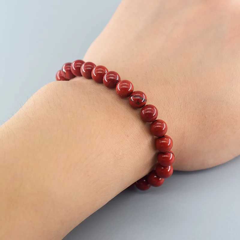 Natural Stone Authentic 5A Red Jasper Prayer Bead Bracelet Womens Rose Meditation Bracelet Yoga Meditation Jewelry Gift W240913