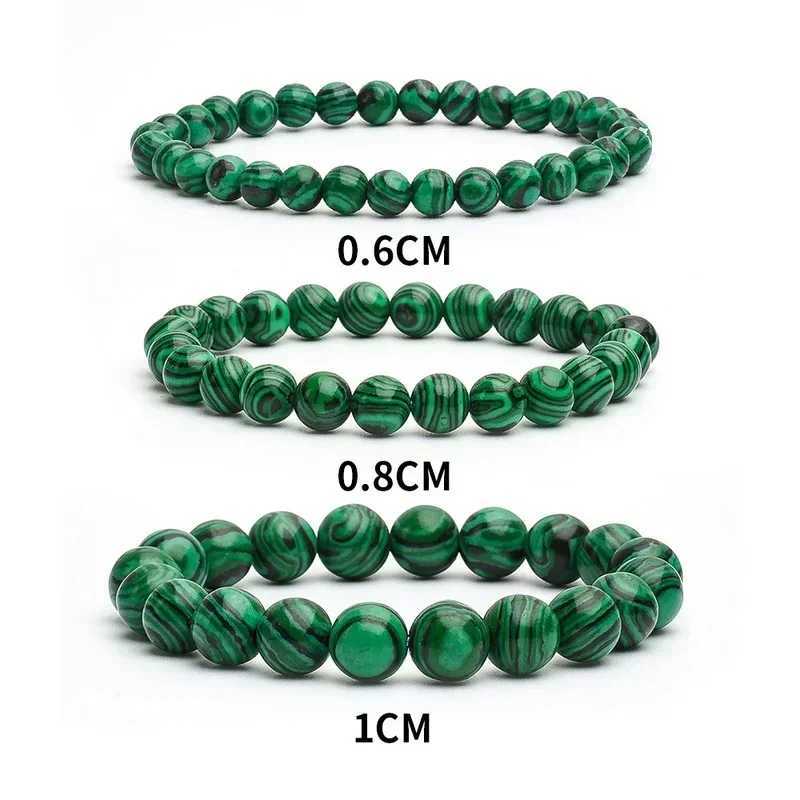 6/8/10mm natural malachite bracelet womens natural stone bead bracelet round diabetes relief bracelet treatment jewelry W240913