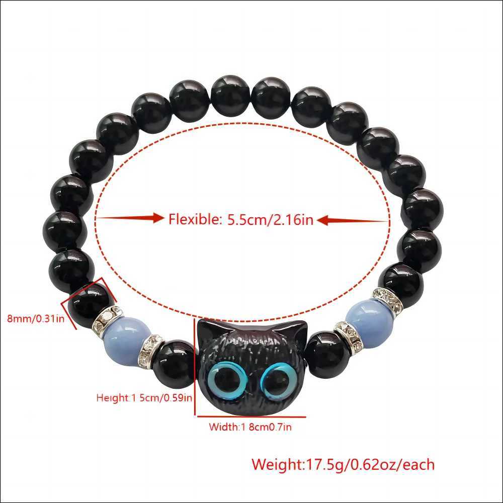 Cute Big eyed Cat Bracelet Night Light Bracelet Womens Pendant Beaded Bracelet Friendship Couple Bracelet Jewelry Gift W240913