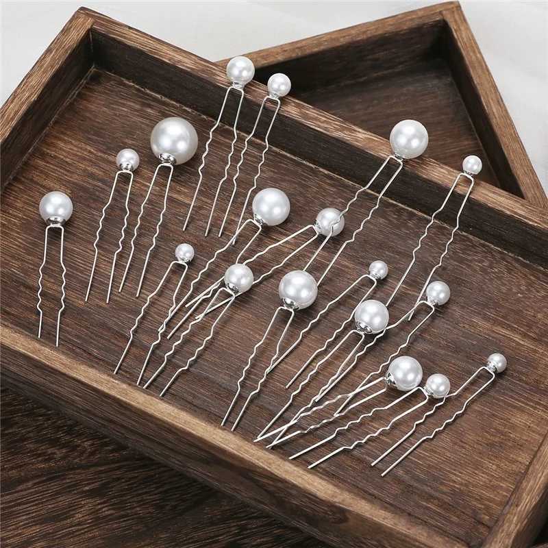 20pcs Pearl Crystal Hairpin Elegant Wedding Bridal U-shaped Metal Hair Comb Forks for Women Hairstyle Clips Jewelry AccessoriesX240913