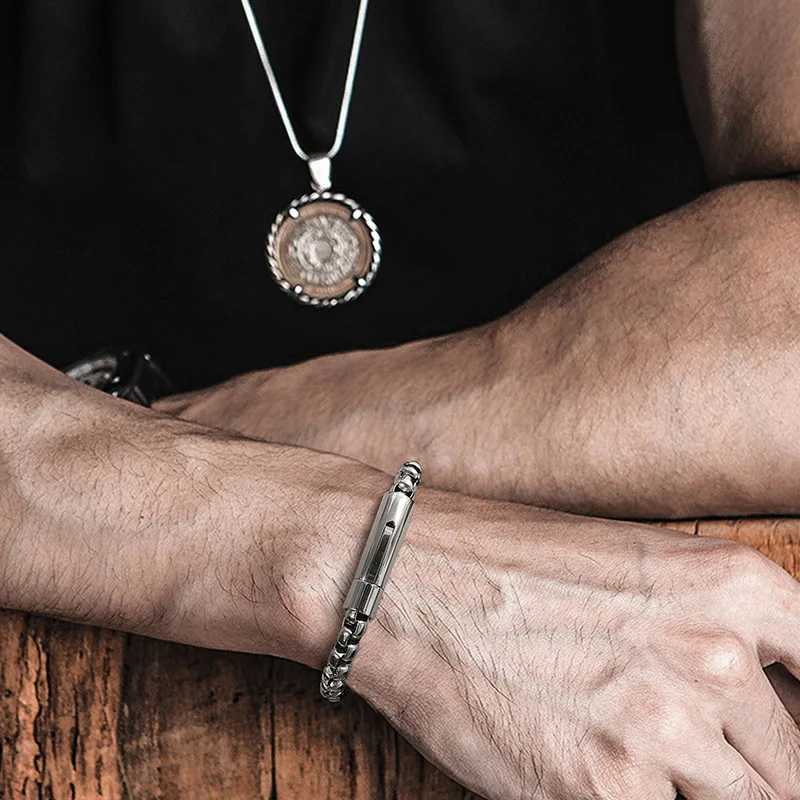 Vnox 6mm Box Chain Bracelets for Men Basic Punk Stainless Steel Links Wristband Casual Male JewelryX240913