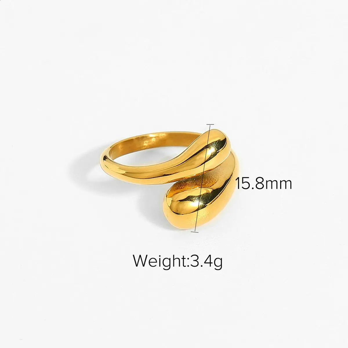 Stainless Steel Smooth Double Ball Beads Rings For Woman Open Gold Color Geometric Wedding Couple Aesthetic Jewelry Gift 240906
