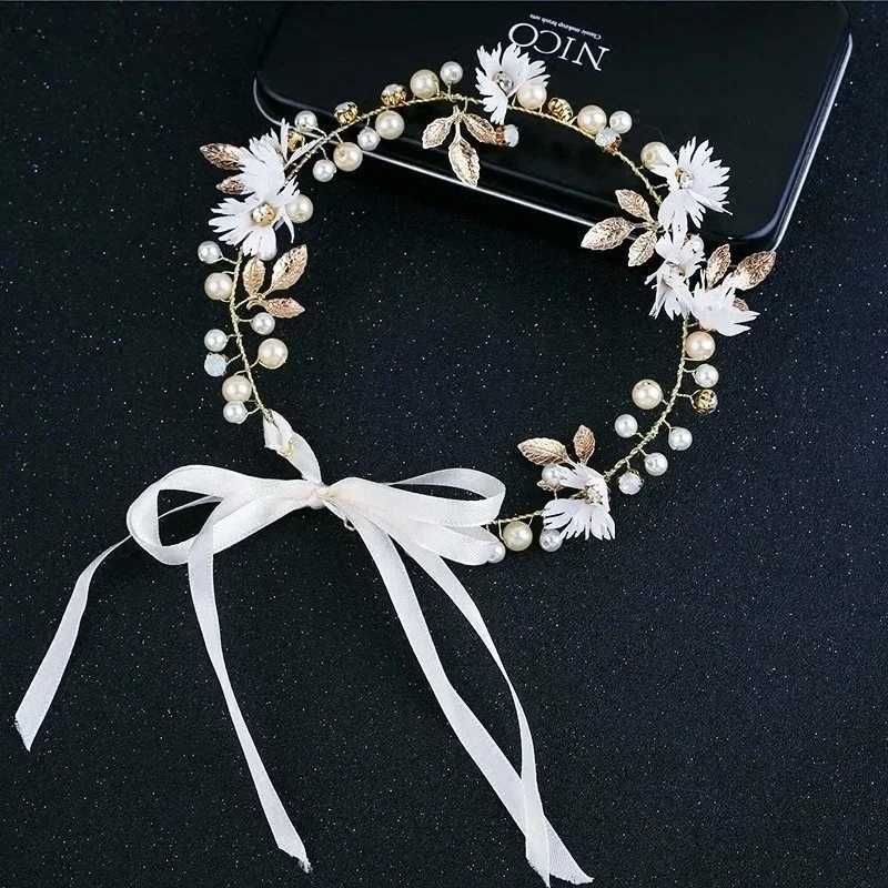 Pearl Flower Chain Hair Band Fairy Headdress Wedding Decoration Chinese Style Brides Hair AccessoriesX240913