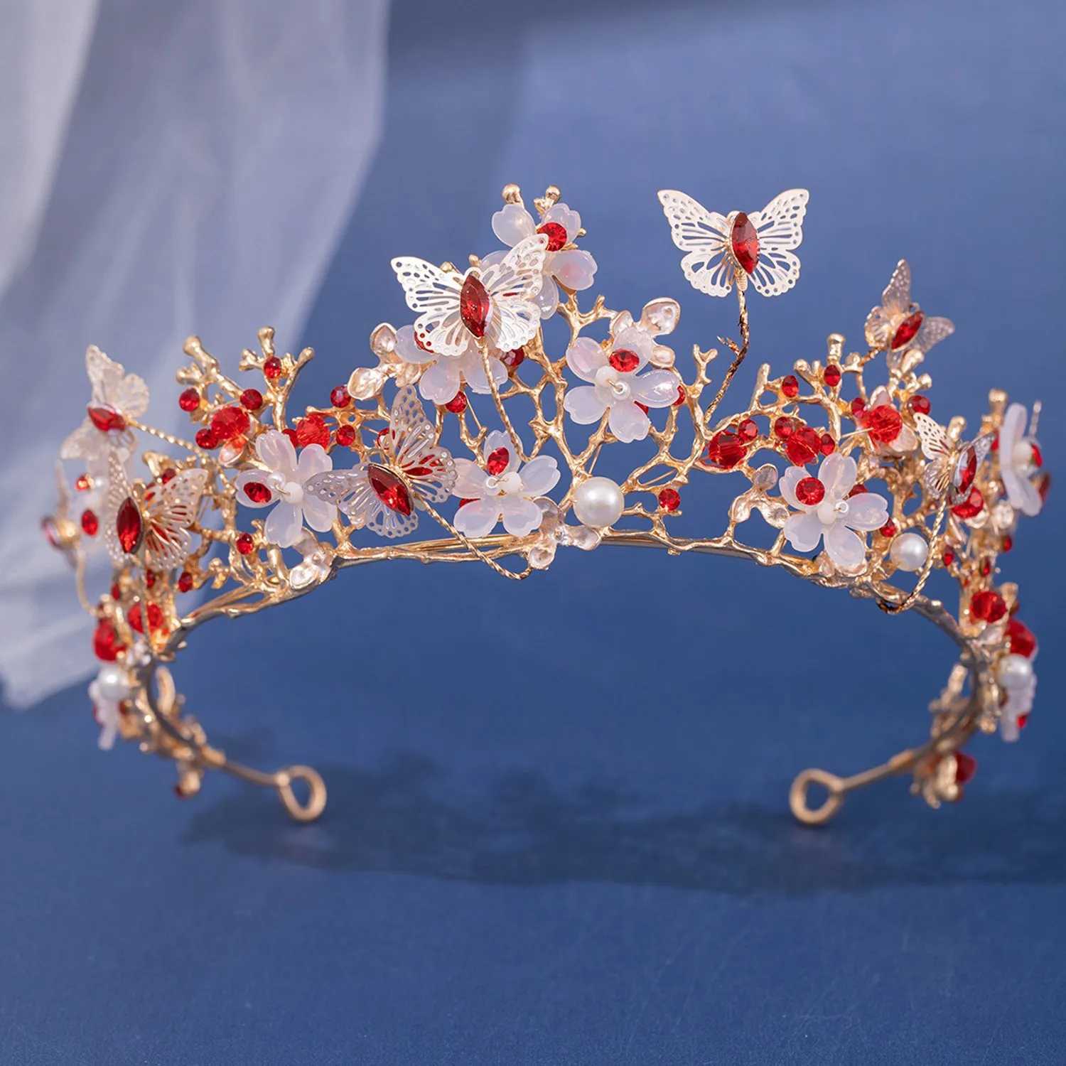 Baroque Silver Color Purple Crystal Butterfly Bridal Tiaras Crowns Headpiece Rhinestone Pageant Diadem Wedding Hair AccessoriesX240913