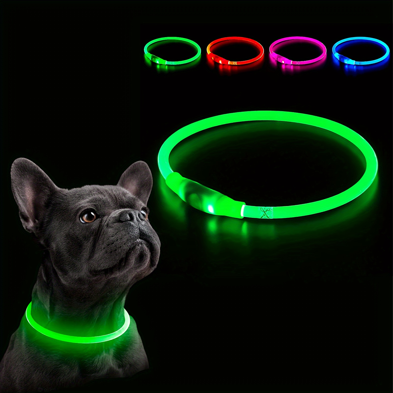 Pet LED Light Luminous Anti-Lost USB Rechargeable Dog Necklace Collar Free shipping