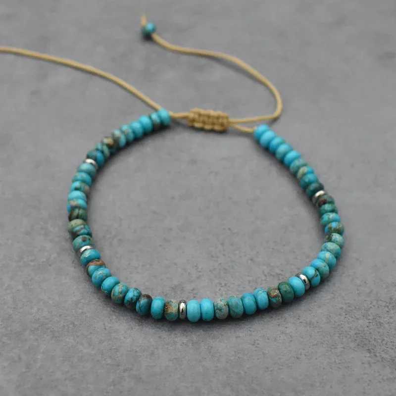 Natural stone bead woven bracelet small Labrador agate bracelet mens handmade yoga bracelet adjustable jewelry W240913