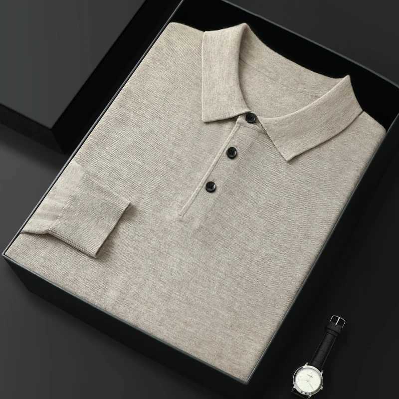 Cashmere sweater mens polo neck spun wool long sleeved T-shirt business casual sweater pullover bottom sweater ZM- W240913