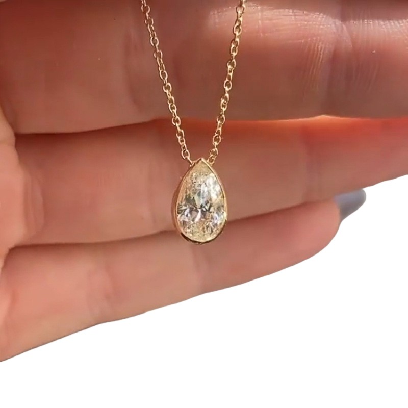 2024 Choucong Brand Handmade Water Drop Pendant Simple Fine Jewelry 925 Sterling Silver Gold Fill Pear Cut 5A Zircon Party Women Wedding Clavicle Neck