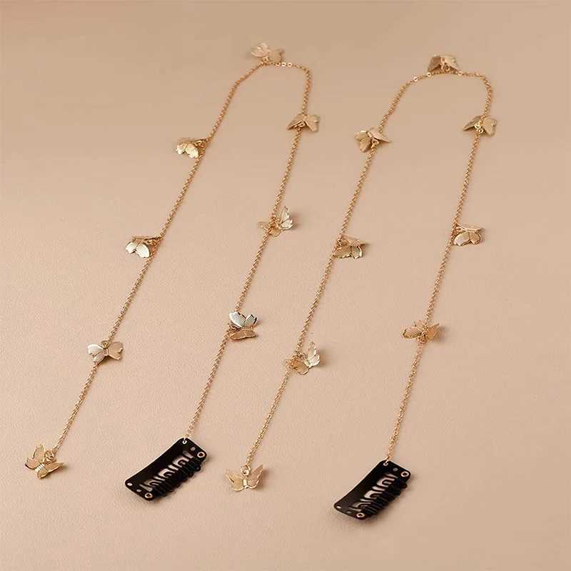 Women Fashion Metal Braided Hair Chain Gold Color Butterfly Hair Chain Girl Long Tassels Hairpin Hair Accessories DecorX240913