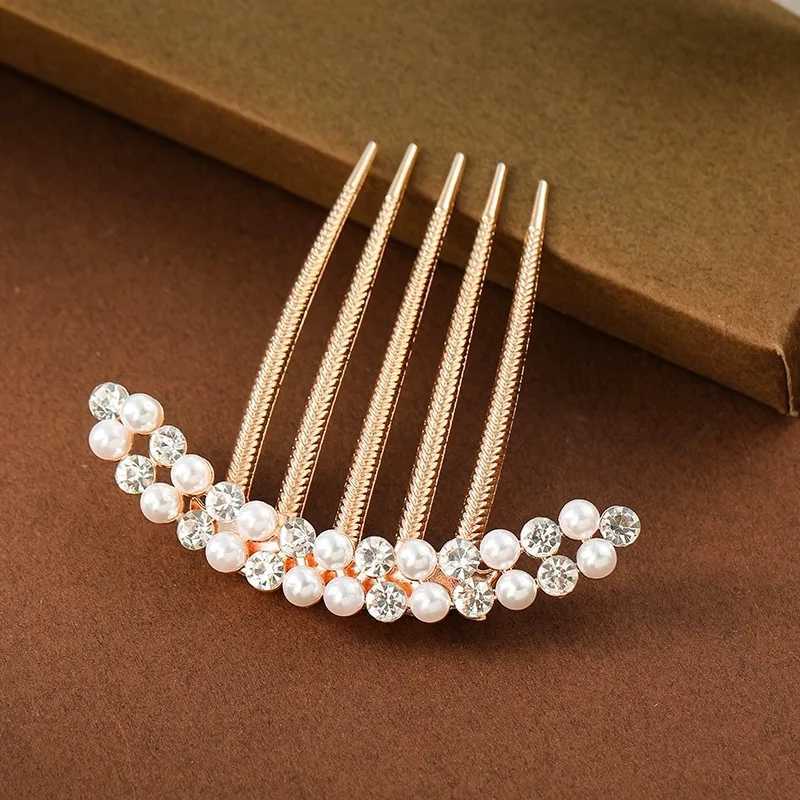 Elegant Pearl Hair Combs Hairpin Women Luxury Crystal Bun Decor Wedding Bridal Hair Claw Clips Hair Jewelry AccessoriesX240913