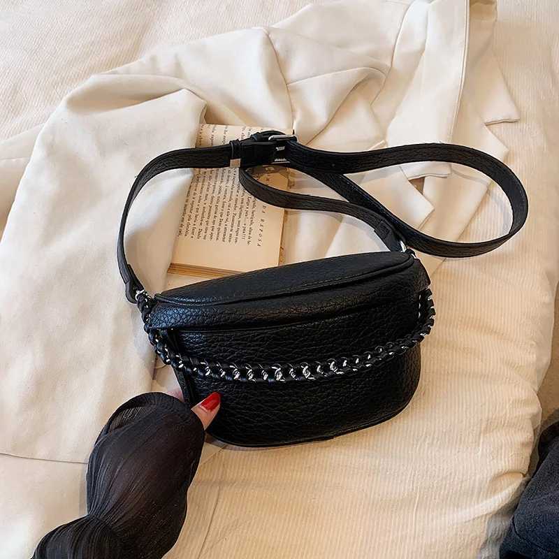Elegant Solid Colour PU Leather Waist Bags For Women Simple Design Fanny Pack Female Waist Pack Ladies Crossbody Chest Bag Z240912