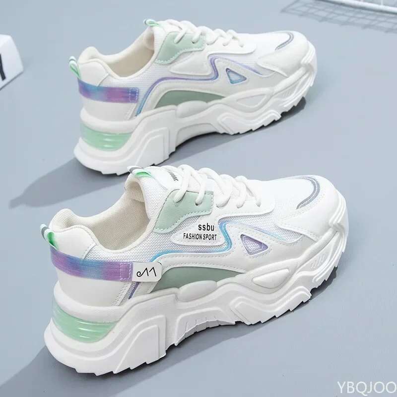 2023 Platform Flat Woman Green Casual Tra iners Ladies Chunky Sneakers Women Shoes